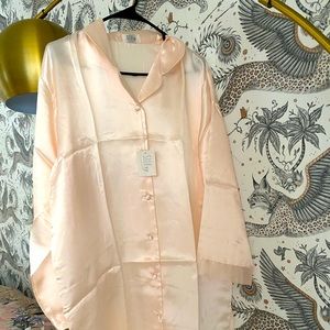 NWT 2 Long Sleeve Boyfriend Silk Sleep Shirts